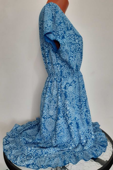 Rochie de culoarea albastru, cu elastic in talie, Answear LAB