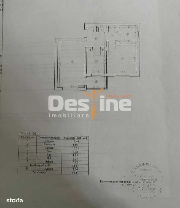 COMISION 0% Podu de Fier - Apartament 2 camere decomandat 47,33 mp