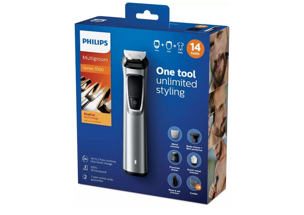 Тример Philips MG7720 Series 7000 „14 в 1“, лице, коса и тяло 14 инстр