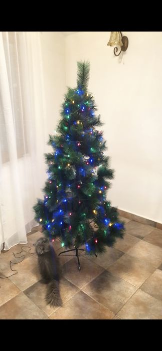 Коледна елха с лампички и украса 180см