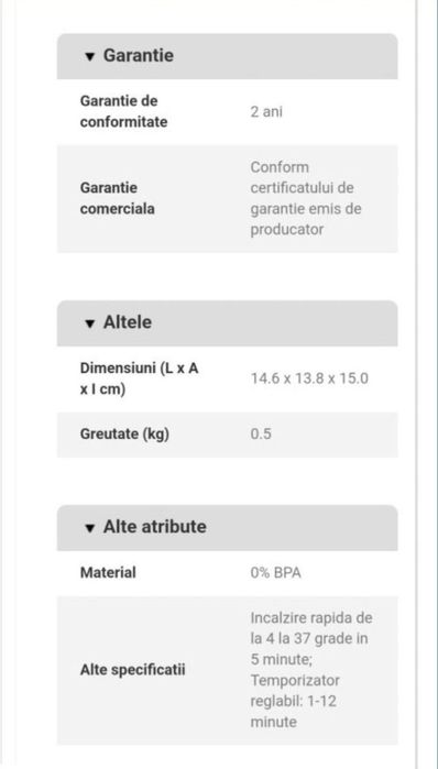 Incalzitor rapid biberoane Myria