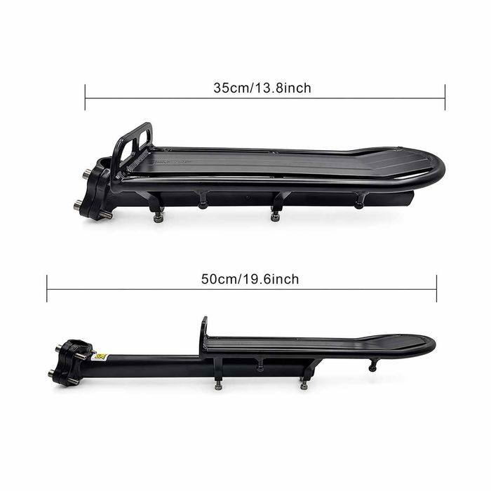 Универсален багажник за велосипед, алуминиев, черен, 35 x 12 см, до 10 кг