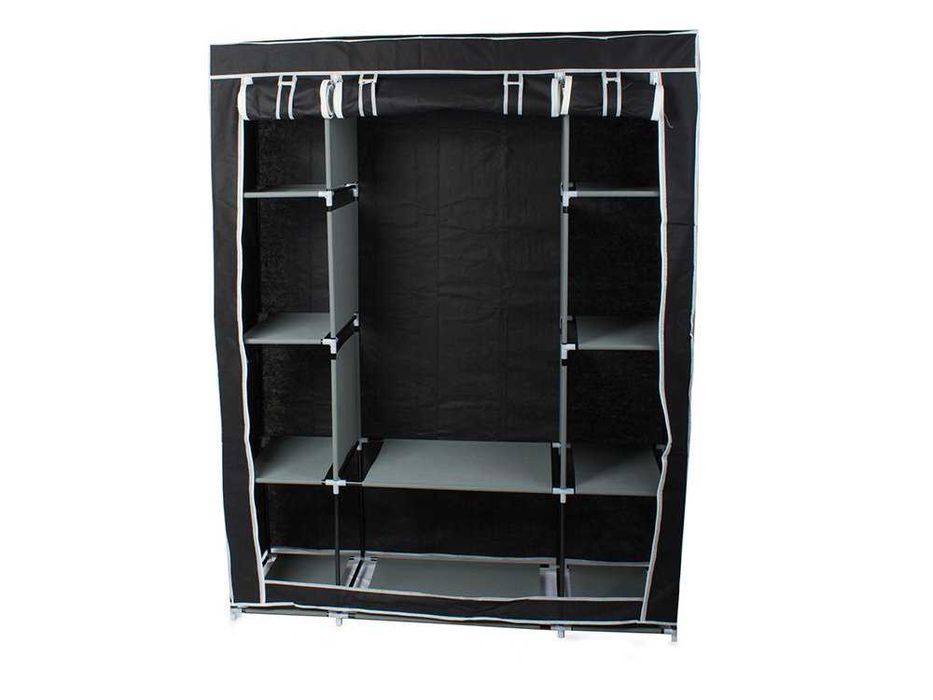 Трикрилен сглобяем текстилен гардероб - сив