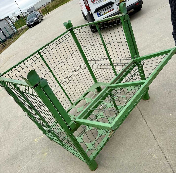 Boxpalet metalic stivuibil (cușetă/cutie depozitare) 1200x1000x1000 mm – rezistentă | PREȚ PROMO la set 5 buc!
