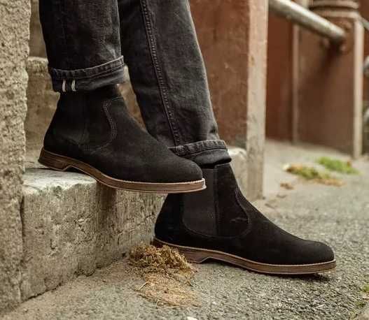 Ghete chelsea 40.5 41 premium Tommy Hilfiger NOI piele naturala suede negru