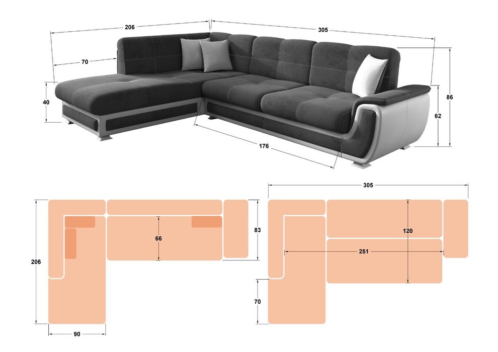 Ъглов ратегателен диван Прицес ||
