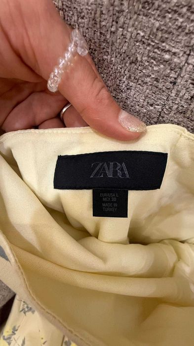 Летнее хлопковое платье-корсет Zara с принтом