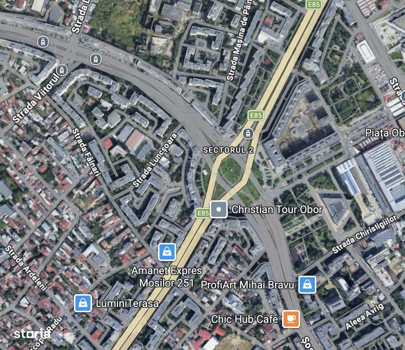 Zona Obor sp 255 mp vitrina 22 ml trafic intens
