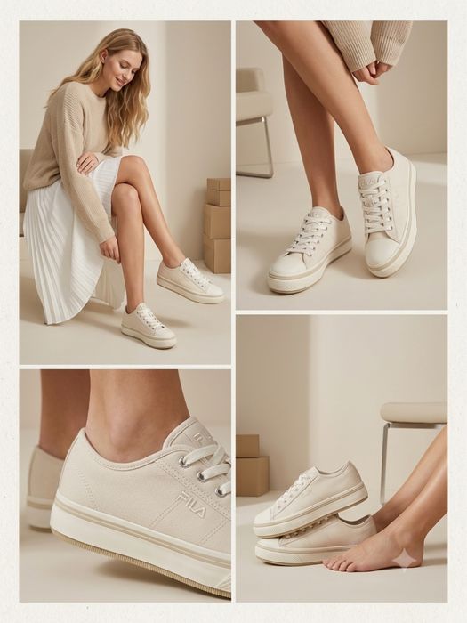 Бежевые кеды Fila: для парня и девушки