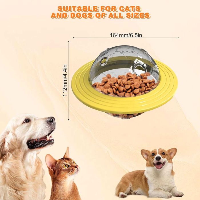 Jucarie interactiva, Lafo, hranire lenta caini si pisici, galben