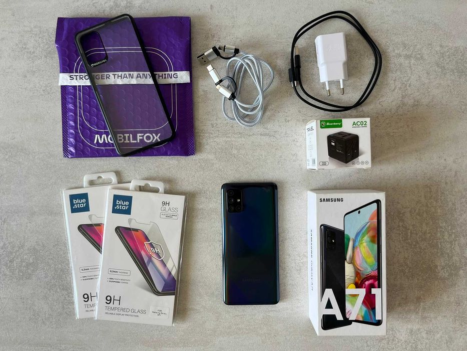 Telefon Samsung Galaxy A71 128gb 6gb dual sim SD card cutie accesorii