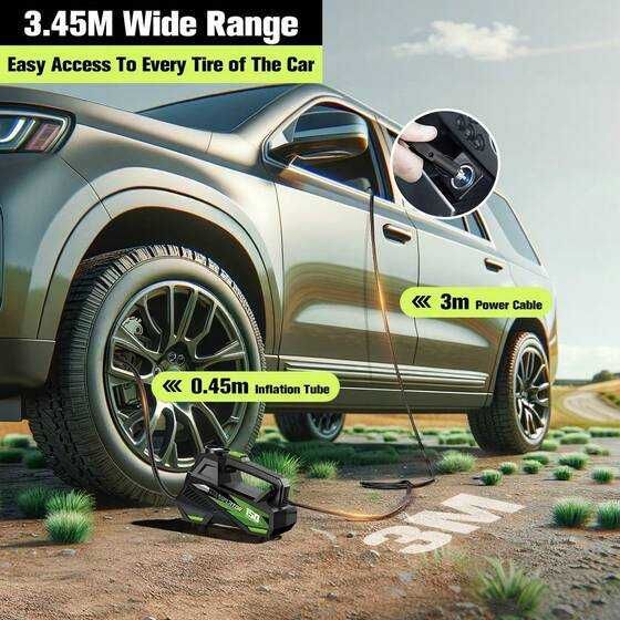 Compresor universal auto moto portabil, CARSUN, 12V, 150PSI, digital