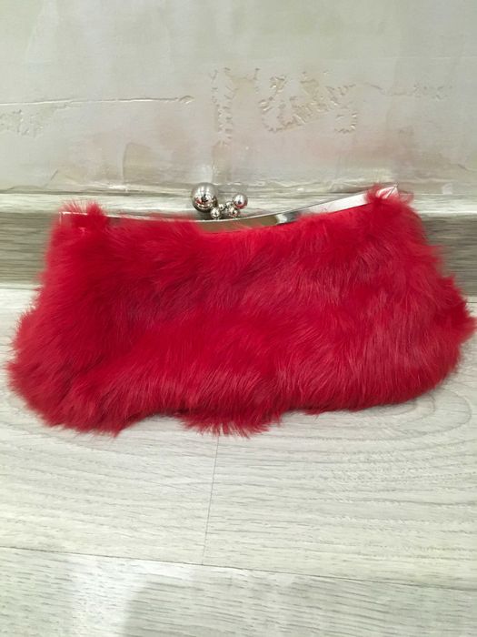 Мини чанта естествен косъм лисица