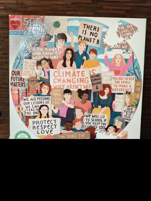 Пъзел eeBoo Climate Action Round Jigsaw Puzzle (500 pieces)