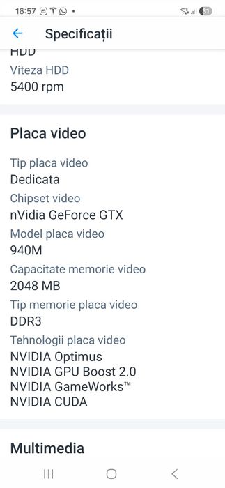 Laptop ASUS X555LB-XX026D Intel  i7-5500U 2.40GHz