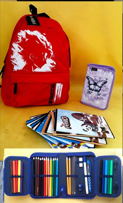 Ghiozdan tip rucsac premium cu penar echipat+ BONUS 10 caiete - 80 Lei