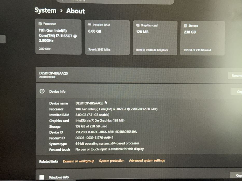 Laptop Lenovo Thinkpad E15 Gen 2 Intel i7 11th gen
