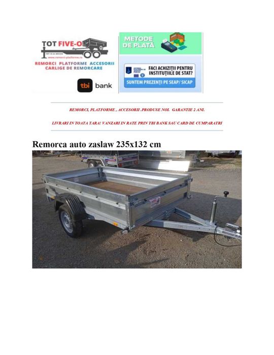 remorca Atv, Mono ax, latime 150 cm, noua