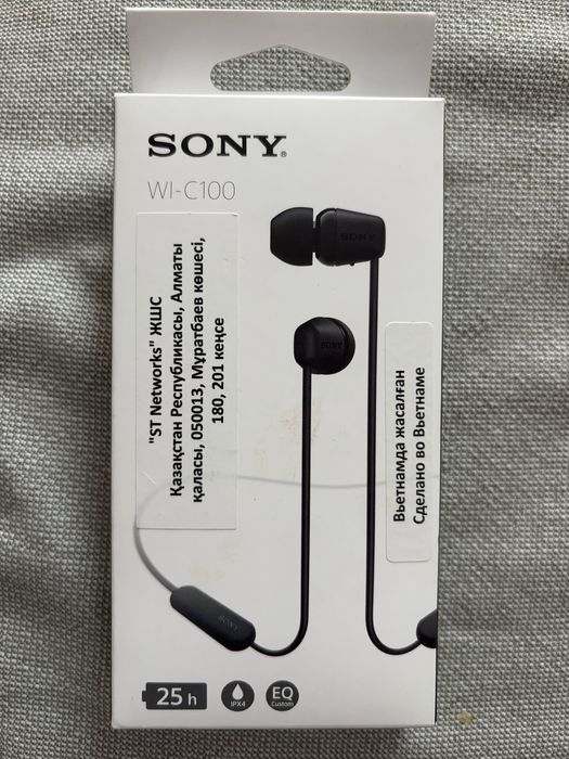 Оригинальные наушники Sony WI-C100 (Black) – 25 часов работы