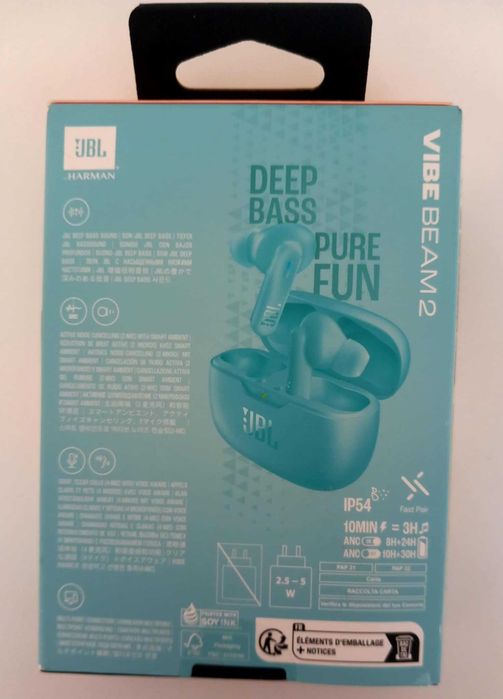 Безжични слушалки JBL - Vibe Beam 2, Сини