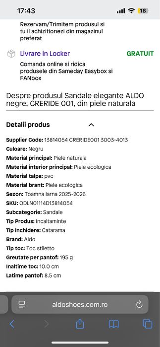 Ca NOI sandale aldo nr 38 piele neagra