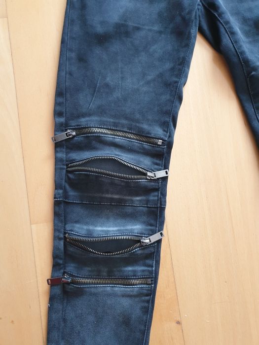 Blugi Jeans skinny, cu fermoare la genunchi