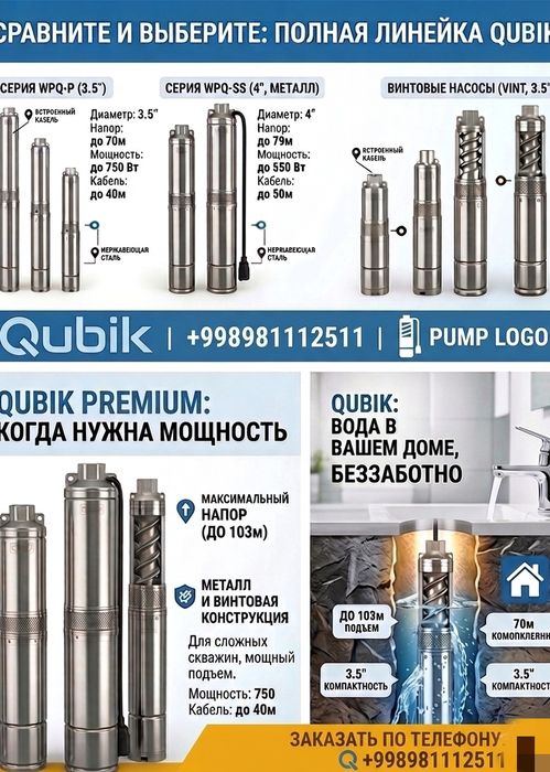 Глубинные насосы Qubik для скважин Центробежные Винтовые