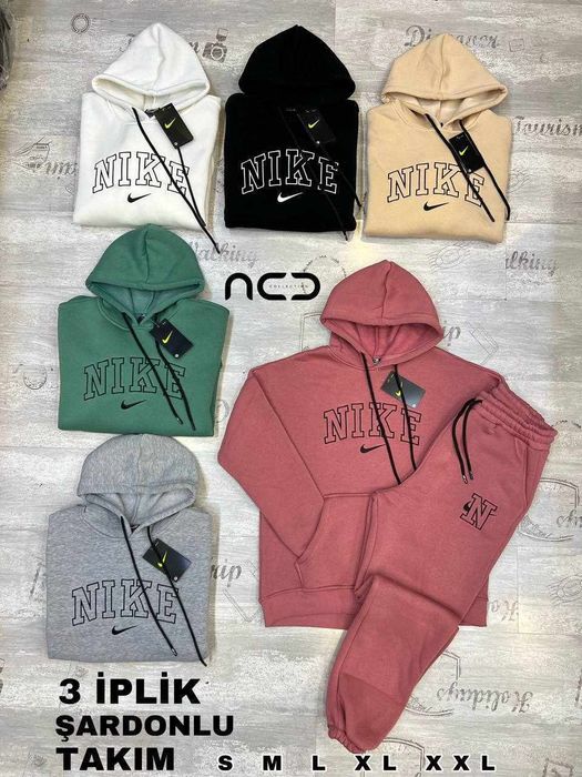 Дамски екипи Найк 
С,м,л,хл,2хл 
Налични бяло,черно,бежово, сиво
До 3