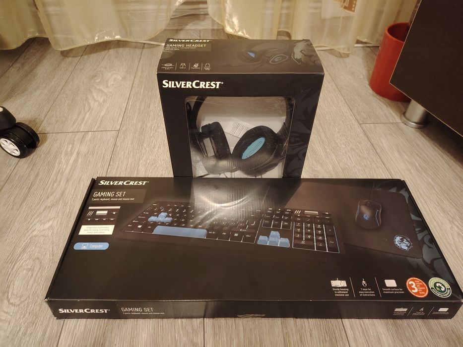 Tastatura cu mousepad, mouse și căști de gaming nou-nouțe