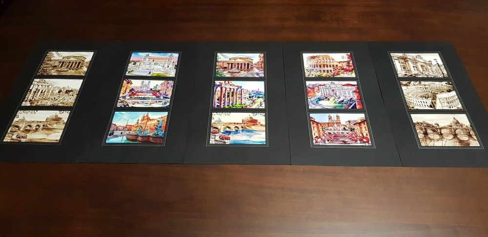 Acuarela diferite locuri renumite din Roma