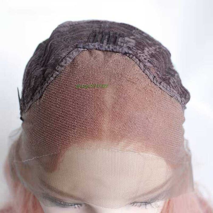 Права розова перука 80 см с две предни плитки и лейс фронт 13×4