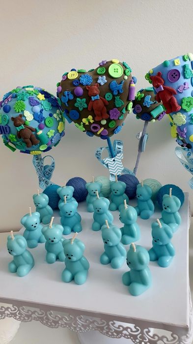 Mărturii botez - lumânare ursuleț ceară naturală de soia