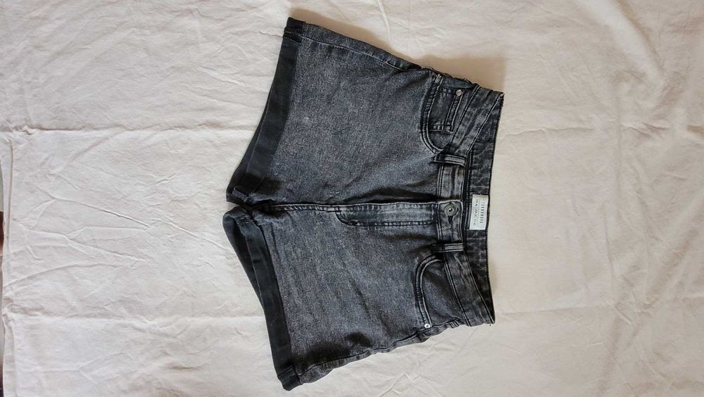 Дамски къси панталонки, дънкови панталони, сиви с ефект на  избелване