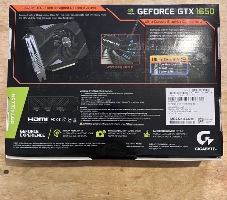 Видеокарта gtx 1650 4gb