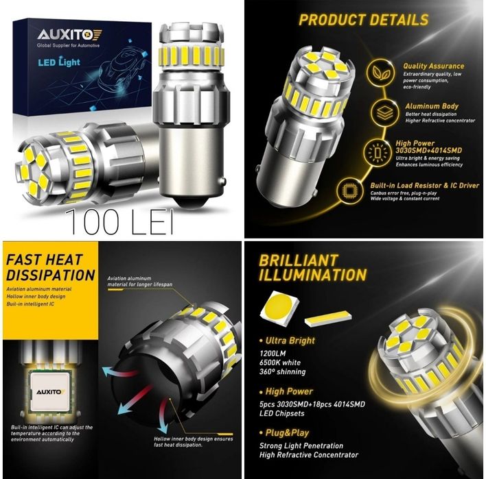 Lampi semnal, Led auto H7, H15, T10, 1156 + ACCESORII