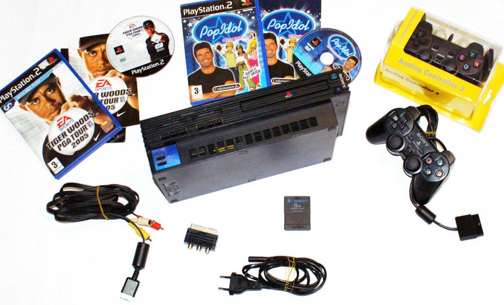 PS2 Fat PlayStation 2 + подарък 6 игри и два контролера