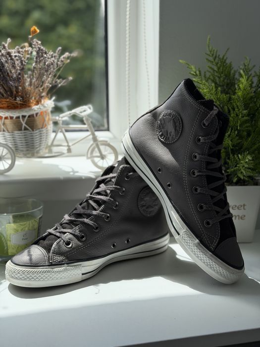 Ghete Converse All Star din Piele Gri Mărimea 38 (24.5 cm) Stare Excelentă