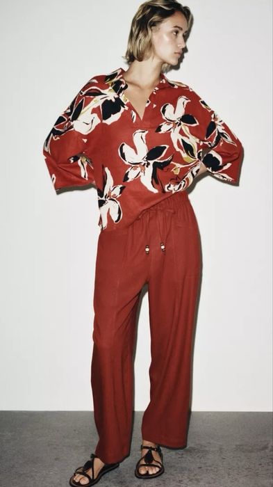 Pantaloni Zara din in