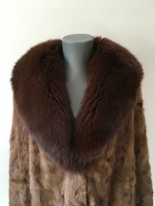 Палто норка и естествен косъм лисица L