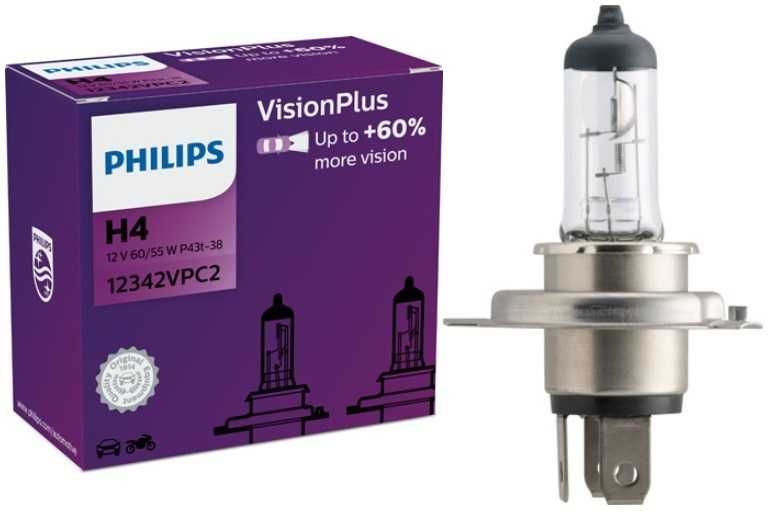 Халогенни крушки PHILIPS VISION PLUS 60% H4, H7 к-т/2бр./