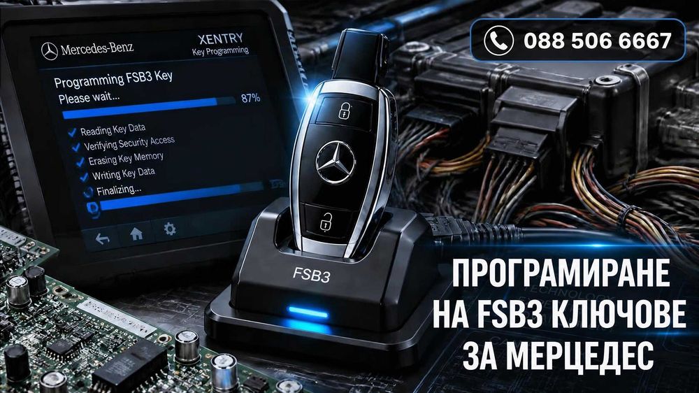 Програмиране и изработка на ключове "рибка" за Mercedes-Benz (FBS3)