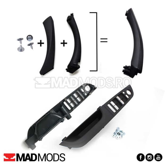 Maner interior portiera BMW Seria 3 E90 E91 E92 E93 Negru, Fata Spate