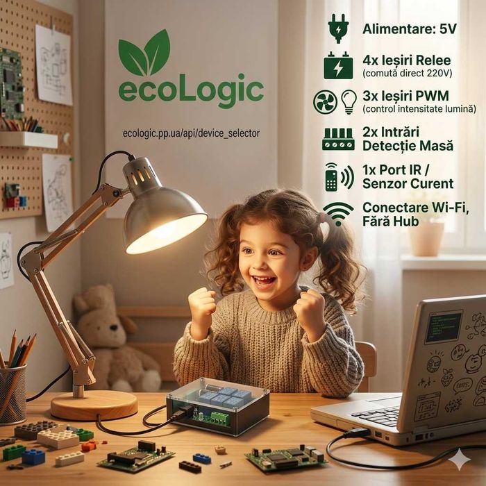 Controller Smart Home WiFi EcoLogic Manager Automatizare Casă, ESP8266, Fără Programare
