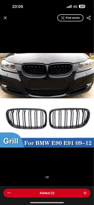 Set grile nari duble M negru lucios Bmw Seria 3 e90 LCI Facelift 09-12