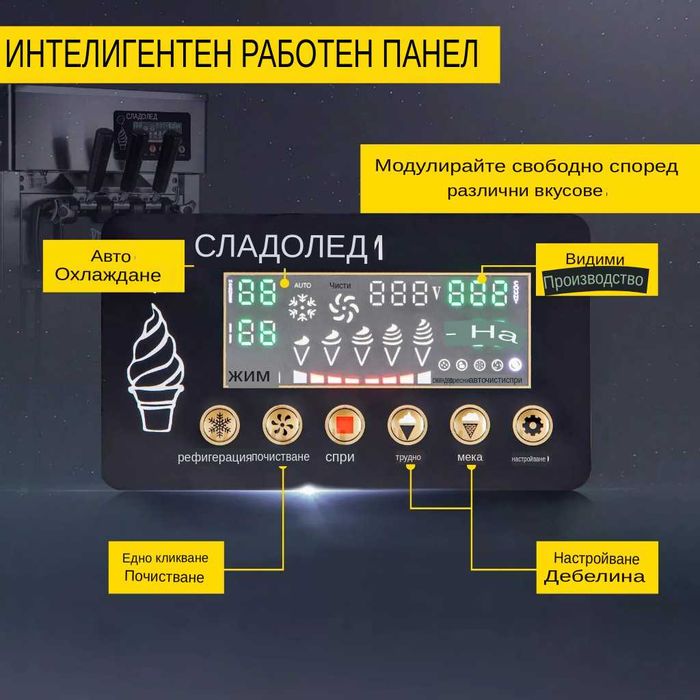НОВА Машина за италиански сладолед 3 вкуса 18л/ч 1200W  1г гаранция