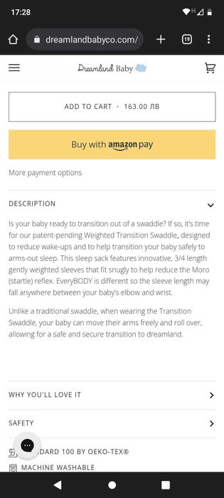 Dreamland Weighted Transition Swaddle спални чували 2 бр