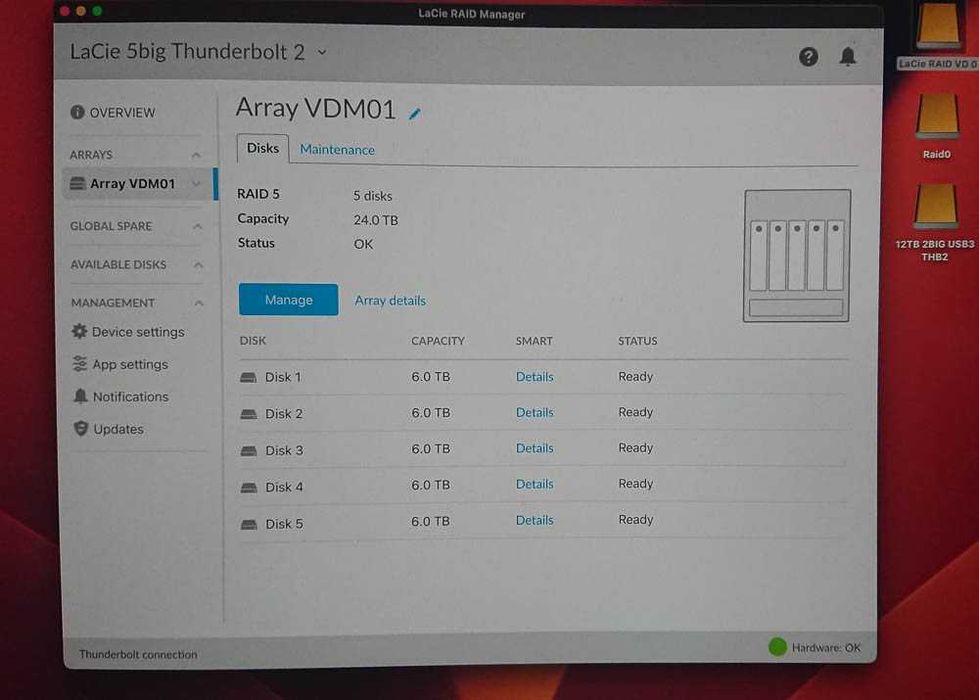 Високоскоростен външен дисков масив 30TB LaCie 5big Thunderbolt 2