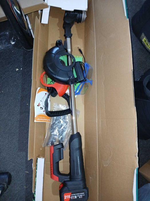 Trimmer pentru iarba, baterie 21V, cu disc, lama si lamele plastic