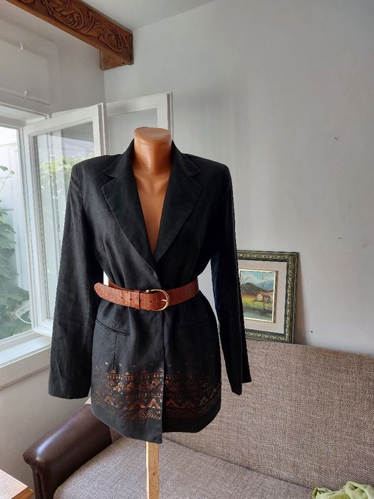 Sacou nou din 100% in cu decoratiune in stil grecesc la margine fata, brand francez