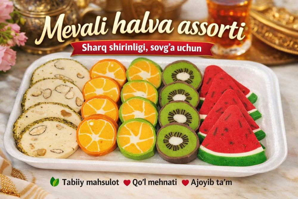 Mevali halva assorti – qo‘l mehnati sharq shirinligi, sovg‘alik